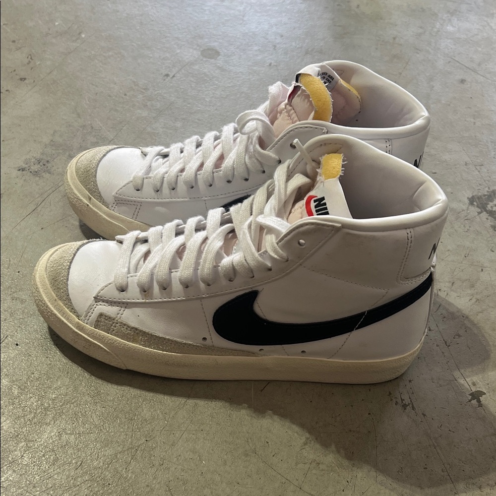 Nike White and Black High-Tops with Cream Sole